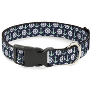 Plastic Clip Collar - Anchor2/Helm Monogram Navy/Turquoise/White Plastic Clip Collars Buckle-Down