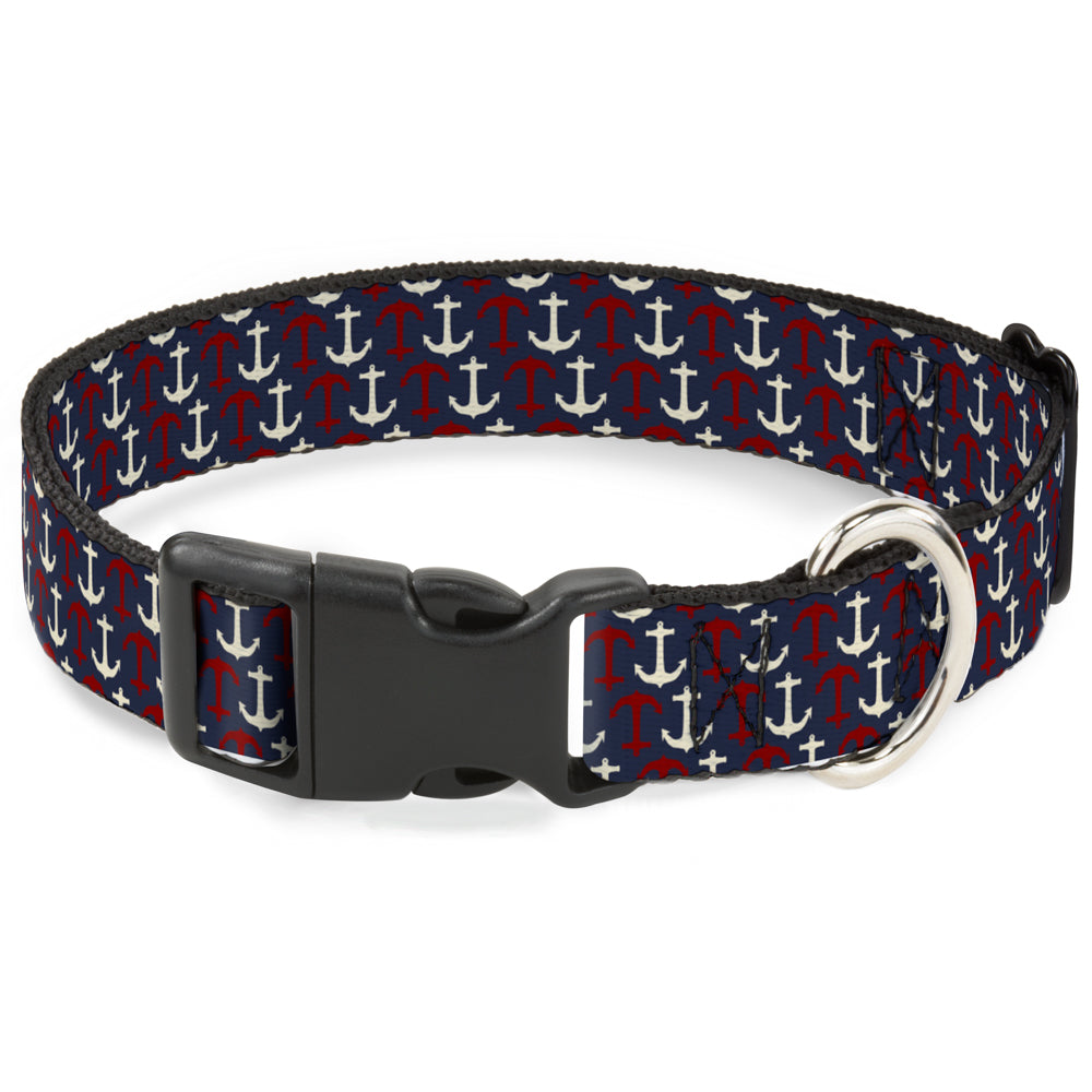Plastic Clip Collar - Anchor3 Flip Navy/Red/Cream Plastic Clip Collars Buckle-Down