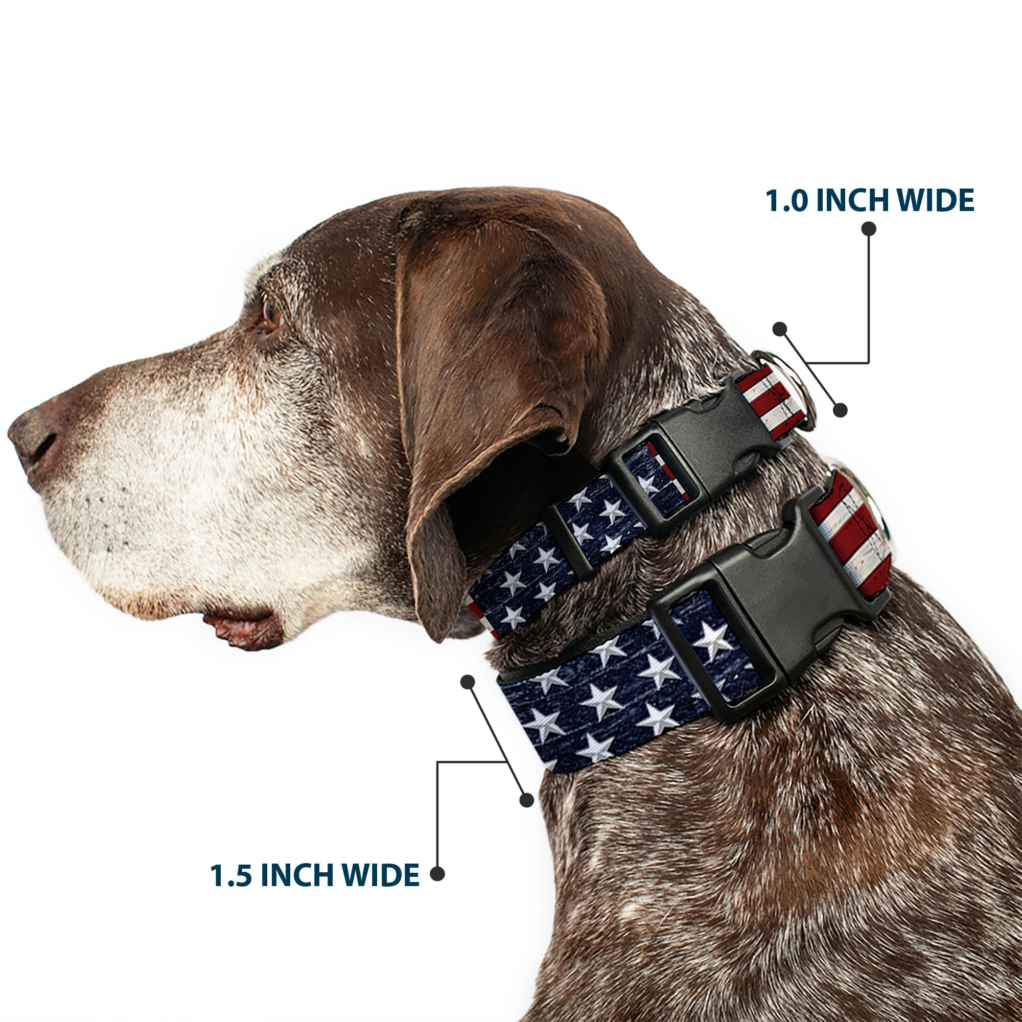 Plastic Clip Collar - Americana Rustic Stars & Stripes Plastic Clip Collars Buckle-Down