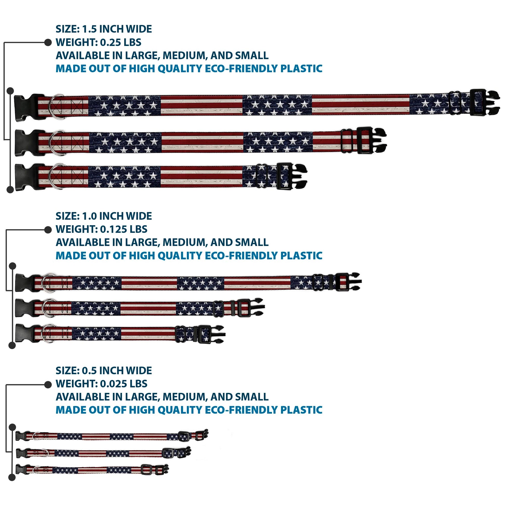 Plastic Clip Collar - Americana Rustic Stars & Stripes Plastic Clip Collars Buckle-Down