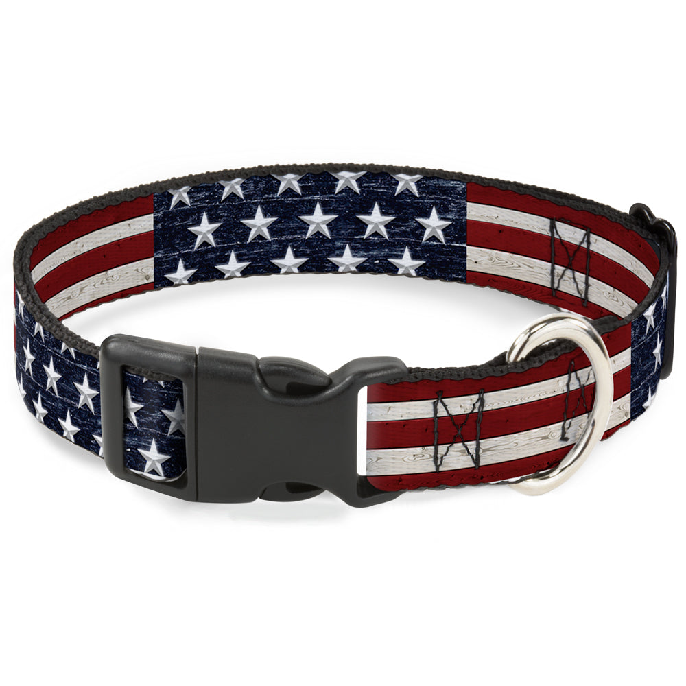 Plastic Clip Collar - Americana Rustic Stars & Stripes Plastic Clip Collars Buckle-Down