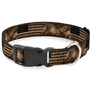 Plastic Clip Collar - Americana Eagle & Flag Rustic Wood Grain Plastic Clip Collars Buckle-Down