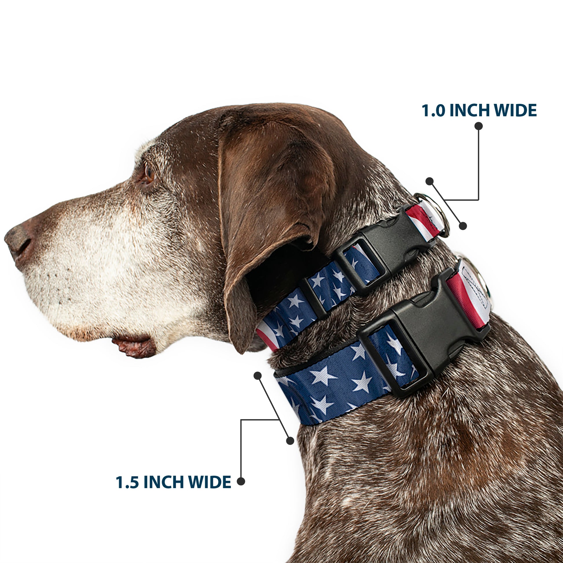 Plastic Clip Collar - American Flag Vertical CLOSE-UP Plastic Clip Collars Buckle-Down