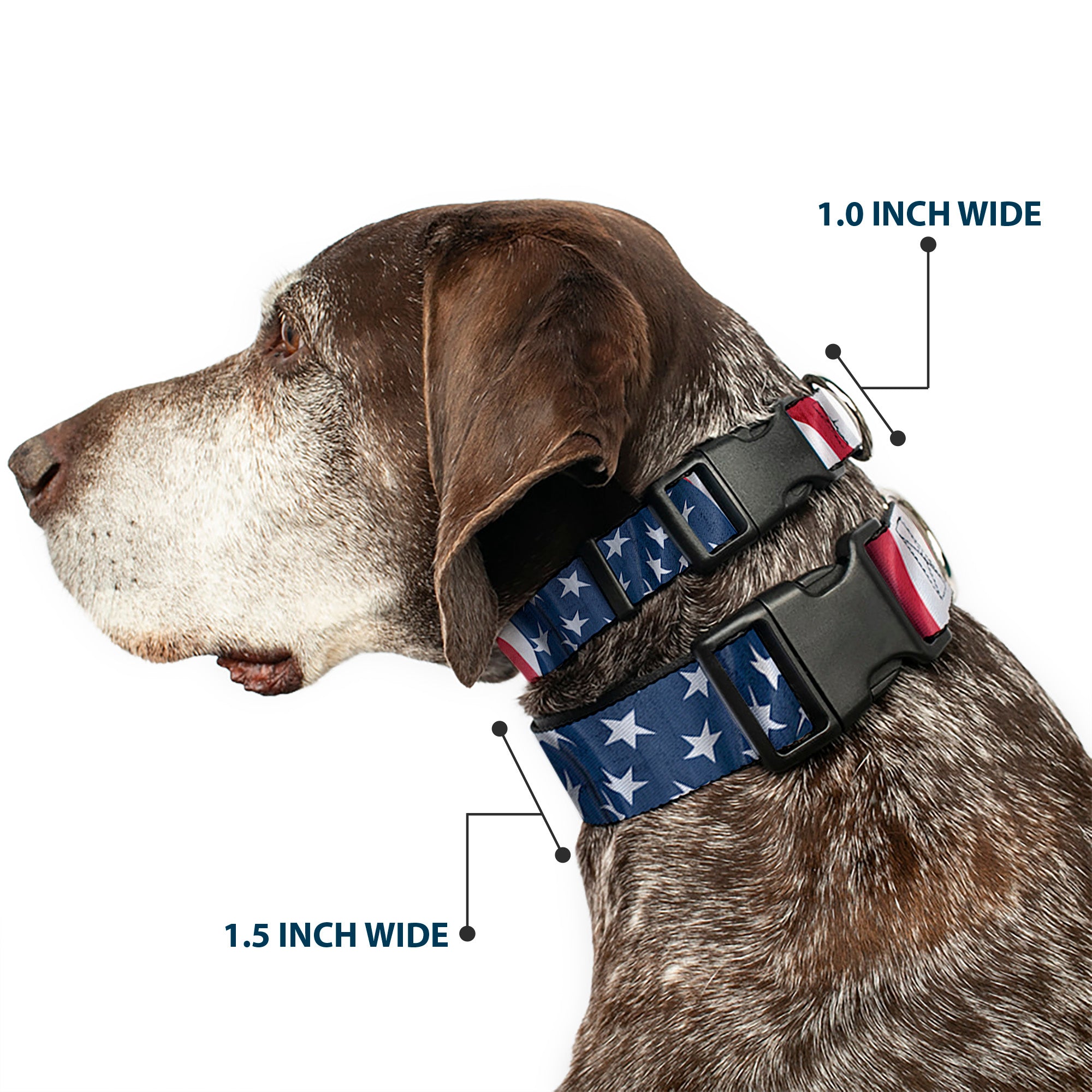 Plastic Clip Collar - American Flag Vertical CLOSE-UP Plastic Clip Collars Buckle-Down