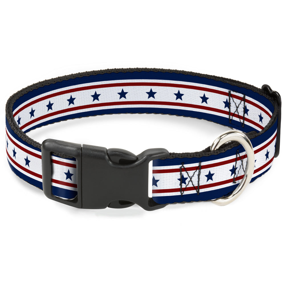 Plastic Clip Collar - Americana Stars & Stripes 6 Blue/White/Red Plastic Clip Collars Buckle-Down