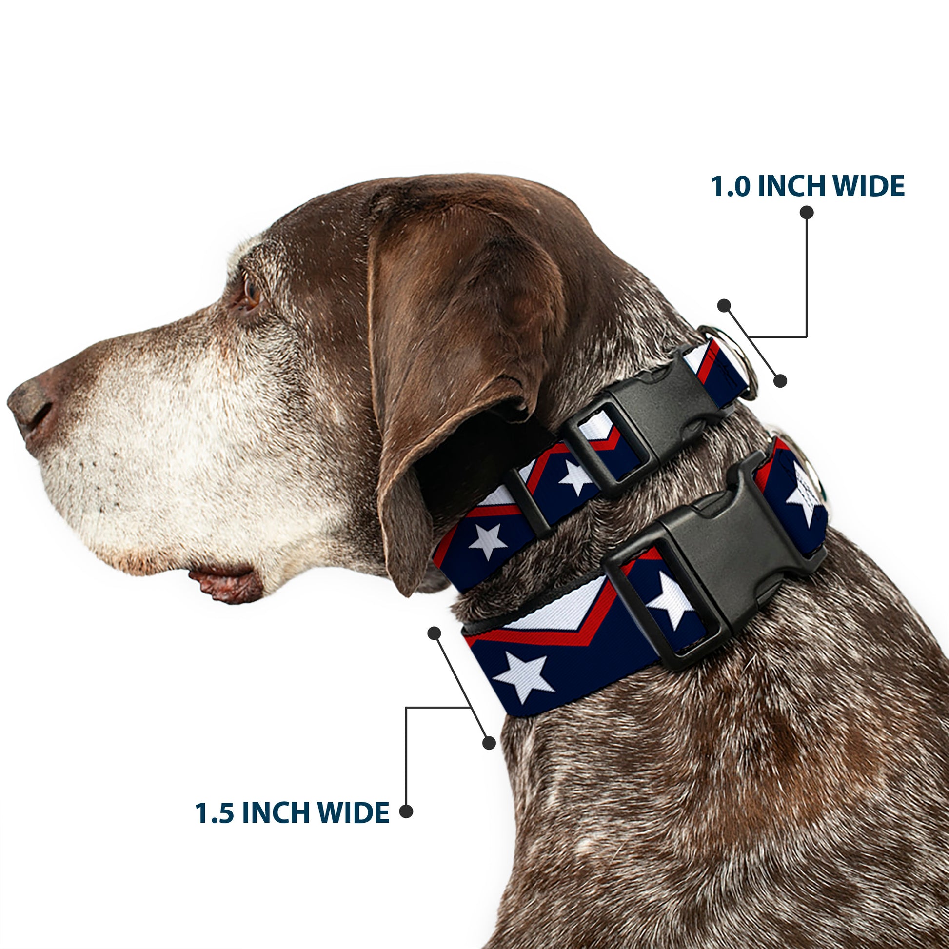 Plastic Clip Collar - American Chevron & Stripes White/Red/Blue Plastic Clip Collars Buckle-Down