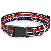Plastic Clip Collar - Americana Stripe w/Mini Stars Blue/Red/White Plastic Clip Collars Buckle-Down