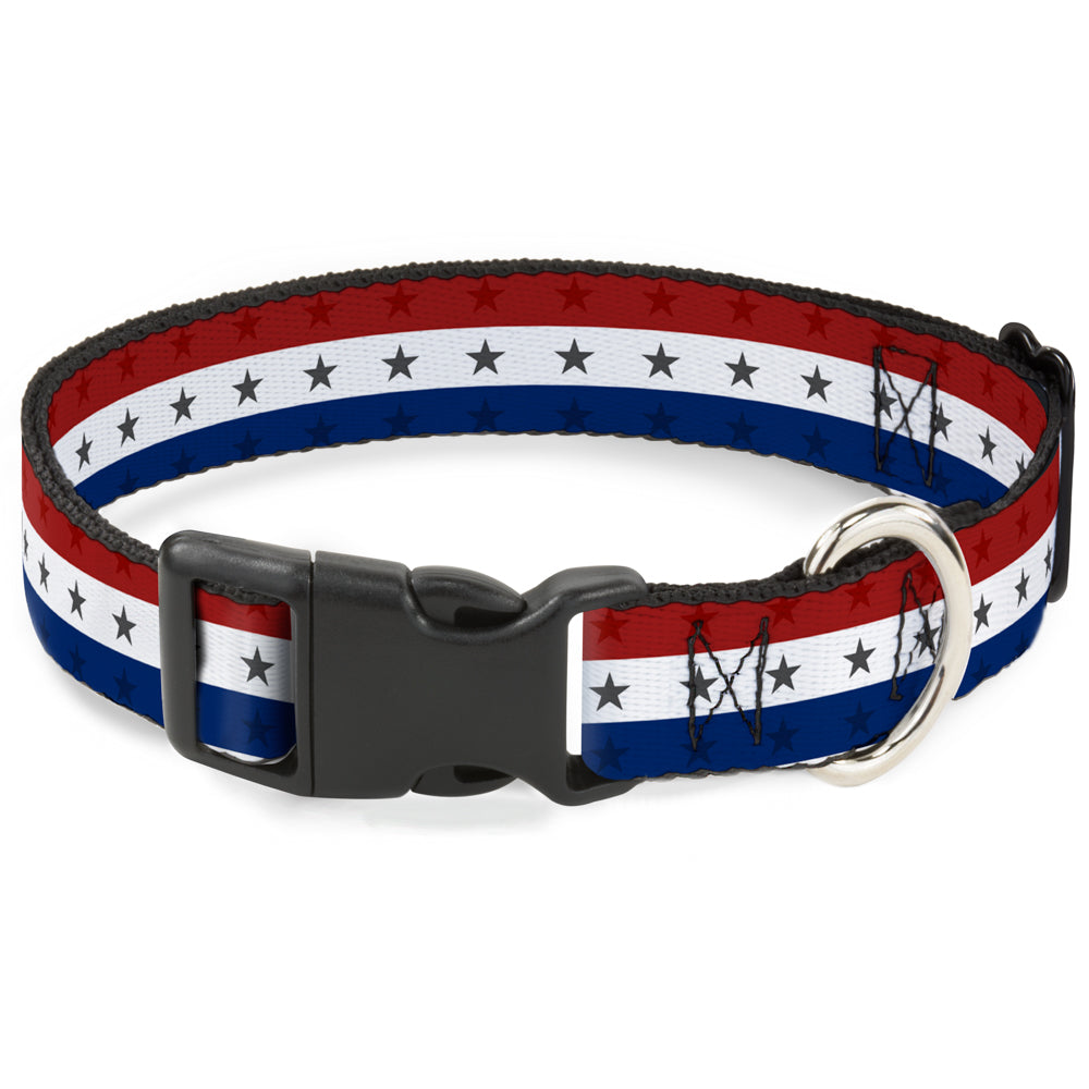 Plastic Clip Collar - Americana Star Stripes Red/White/Blue Plastic Clip Collars Buckle-Down