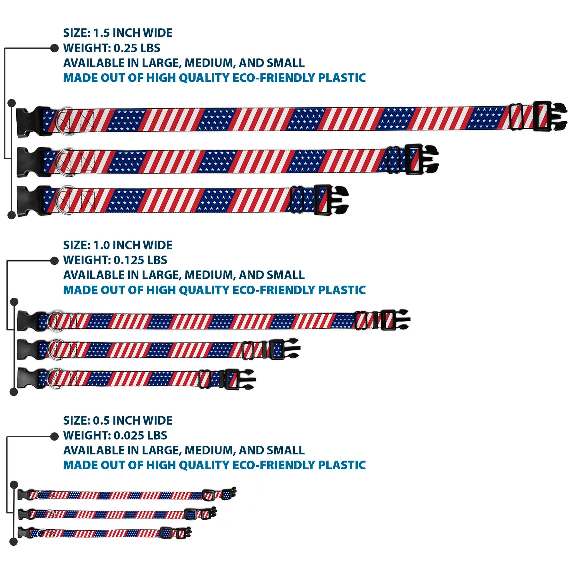 Plastic Clip Collar - American Flag Diagonal Plastic Clip Collars Buckle-Down