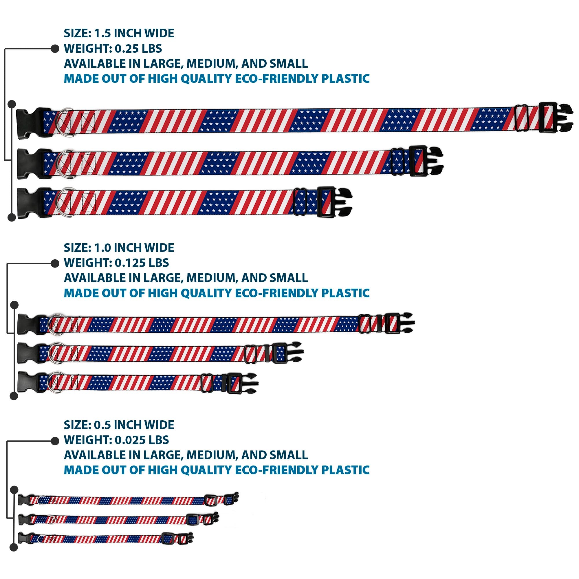 Plastic Clip Collar - American Flag Diagonal Plastic Clip Collars Buckle-Down