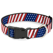 Plastic Clip Collar - American Flag Diagonal Plastic Clip Collars Buckle-Down