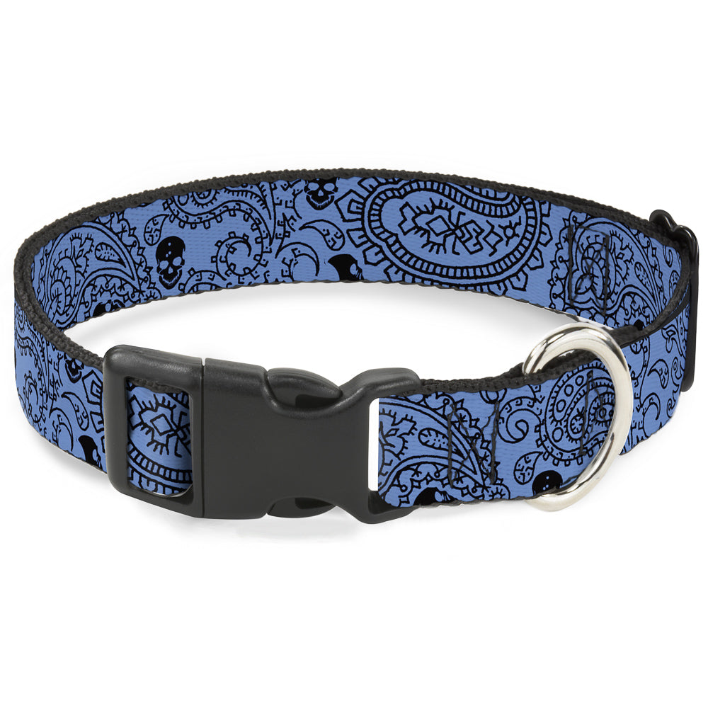 Plastic Clip Collar - Bandana/Skulls Baby Blue/Black Plastic Clip Collars Buckle-Down