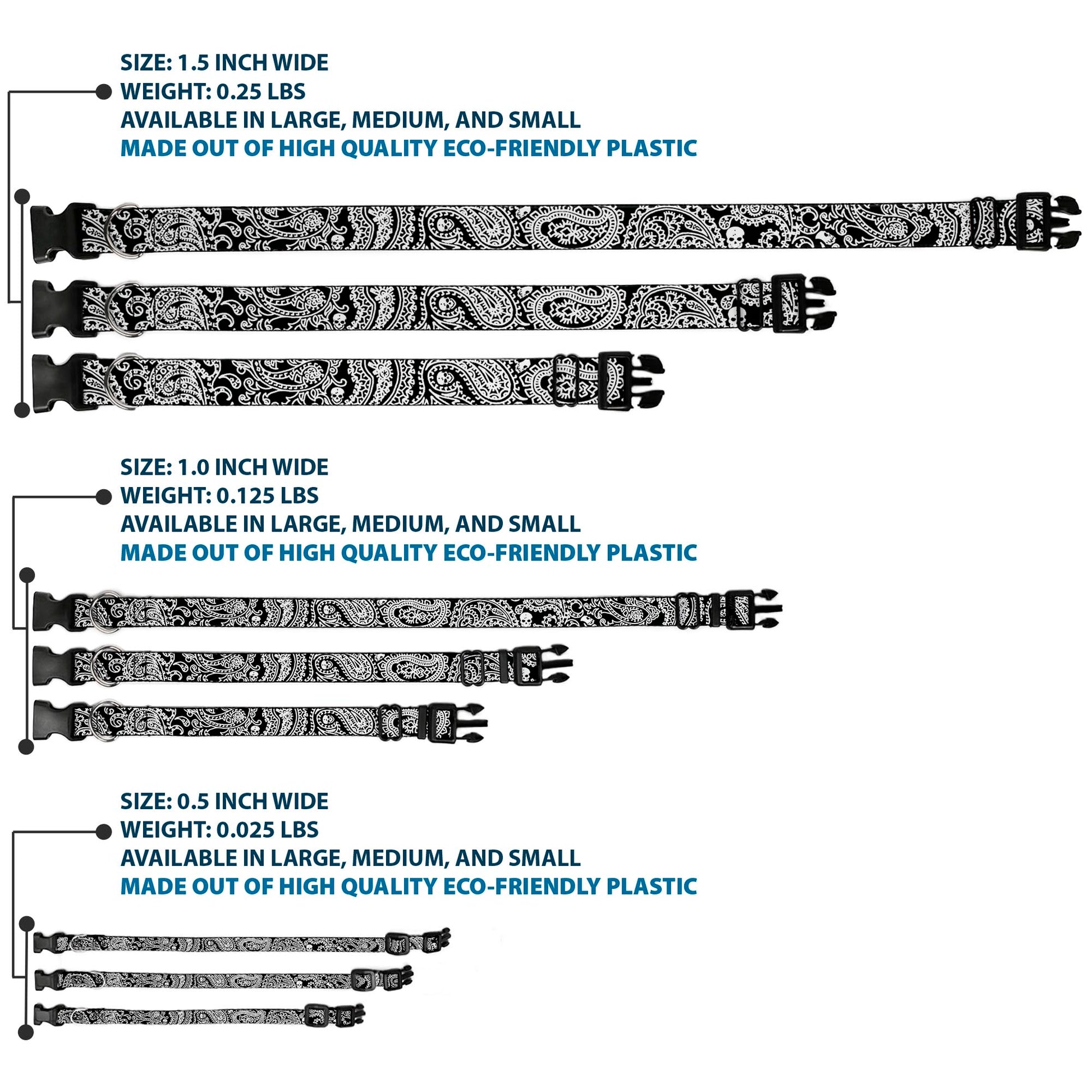 Plastic Clip Collar - Bandana/Skulls Black/White Plastic Clip Collars Buckle-Down