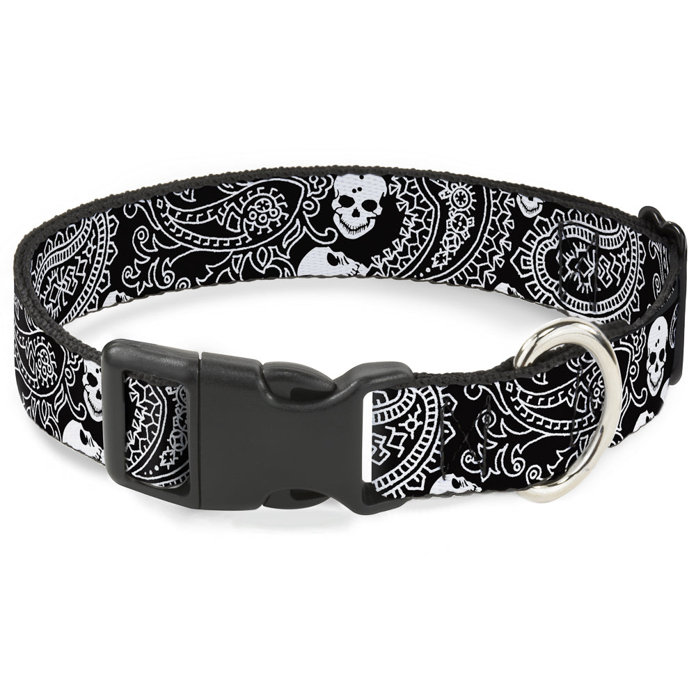 Plastic Clip Collar - Bandana/Skulls Black/White Plastic Clip Collars Buckle-Down