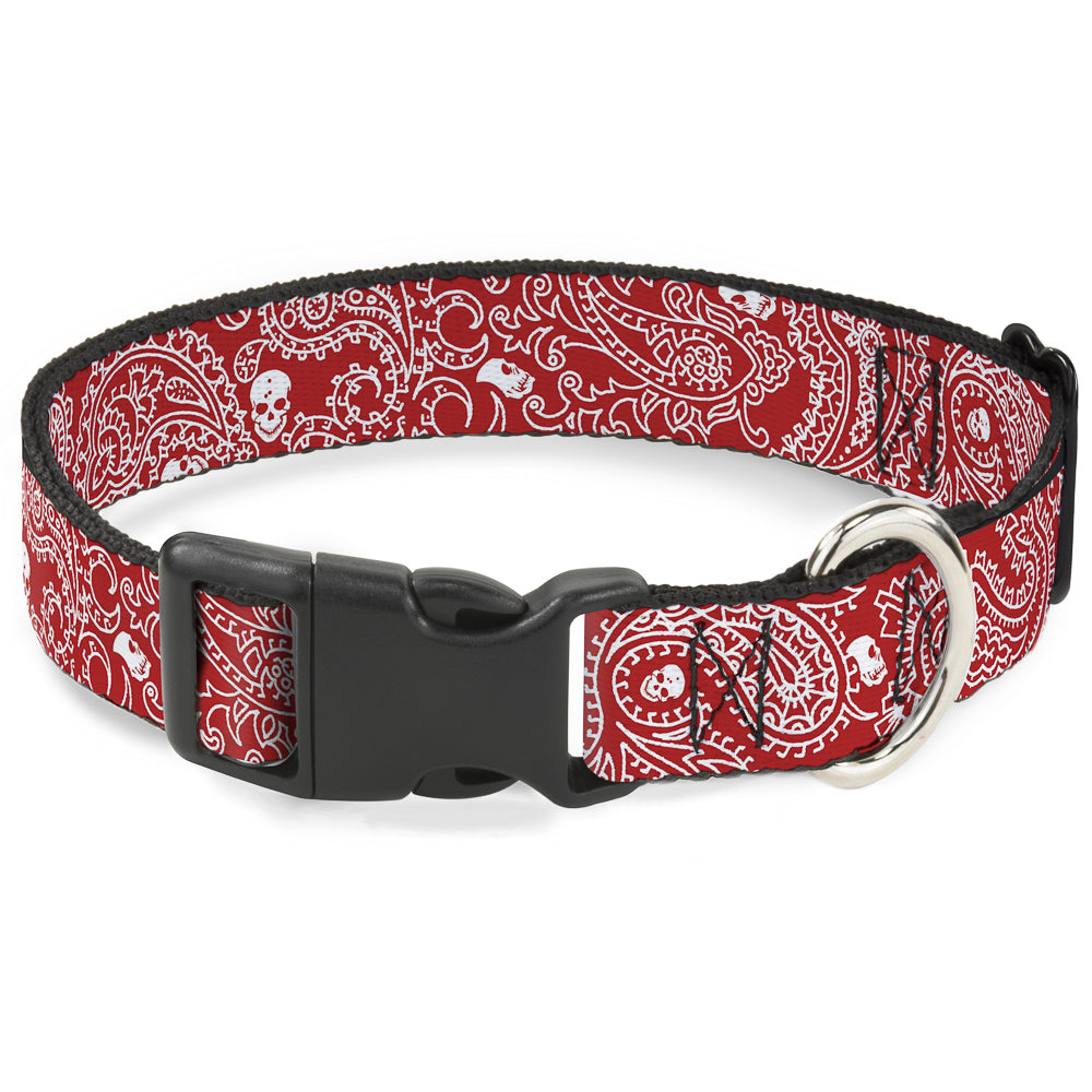 Plastic Clip Collar - Bandana/Skulls Red/White Plastic Clip Collars Buckle-Down