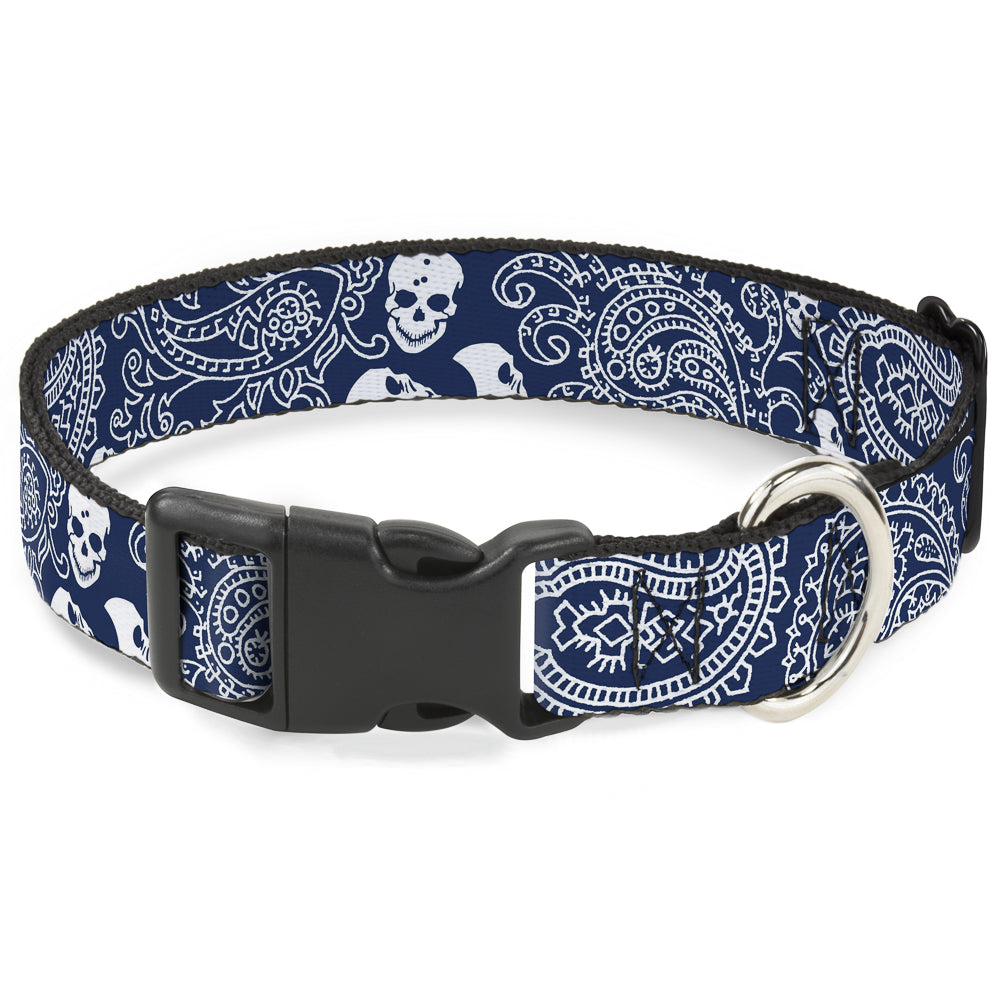Plastic Clip Collar - Bandana/Skulls Royal/White Plastic Clip Collars Buckle-Down