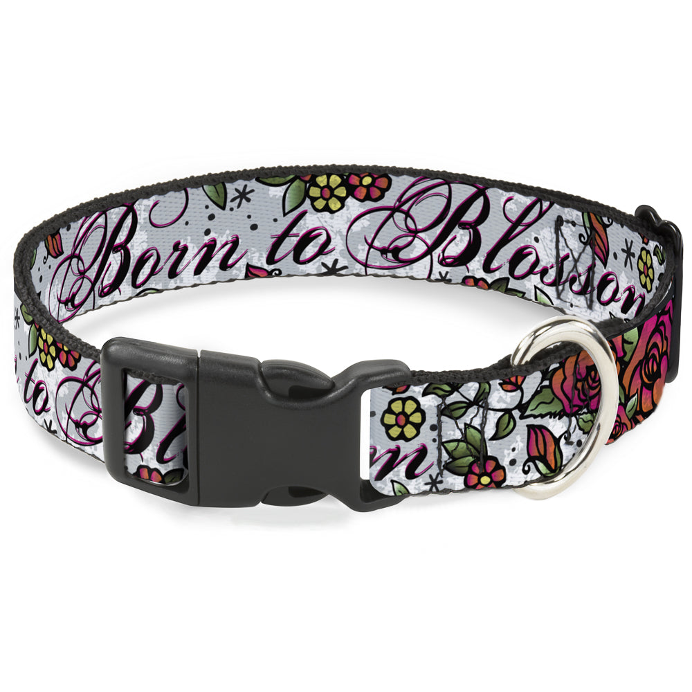 Plastic Clip Collar - Born to Blossom White Plastic Clip Collars Buckle-Down