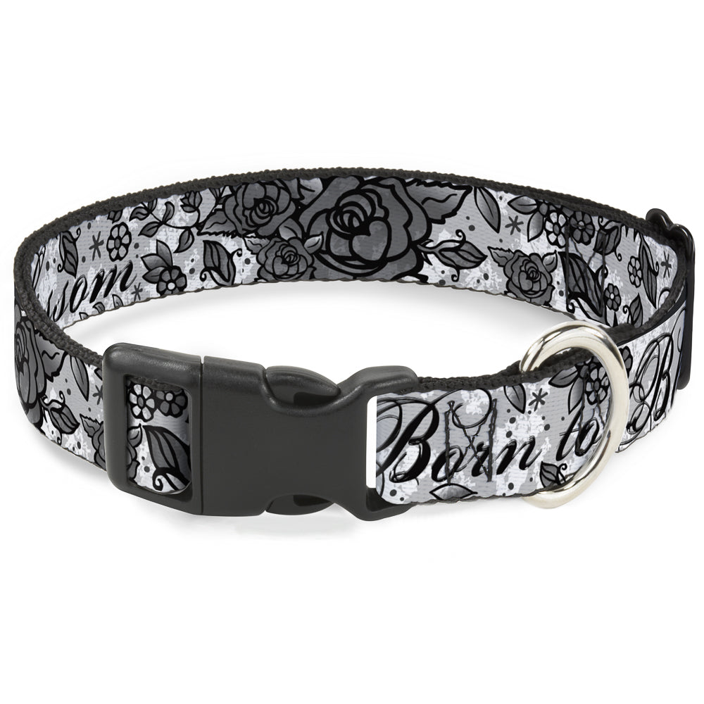 Plastic Clip Collar - Born to Blossom Black/White Plastic Clip Collars Buckle-Down
