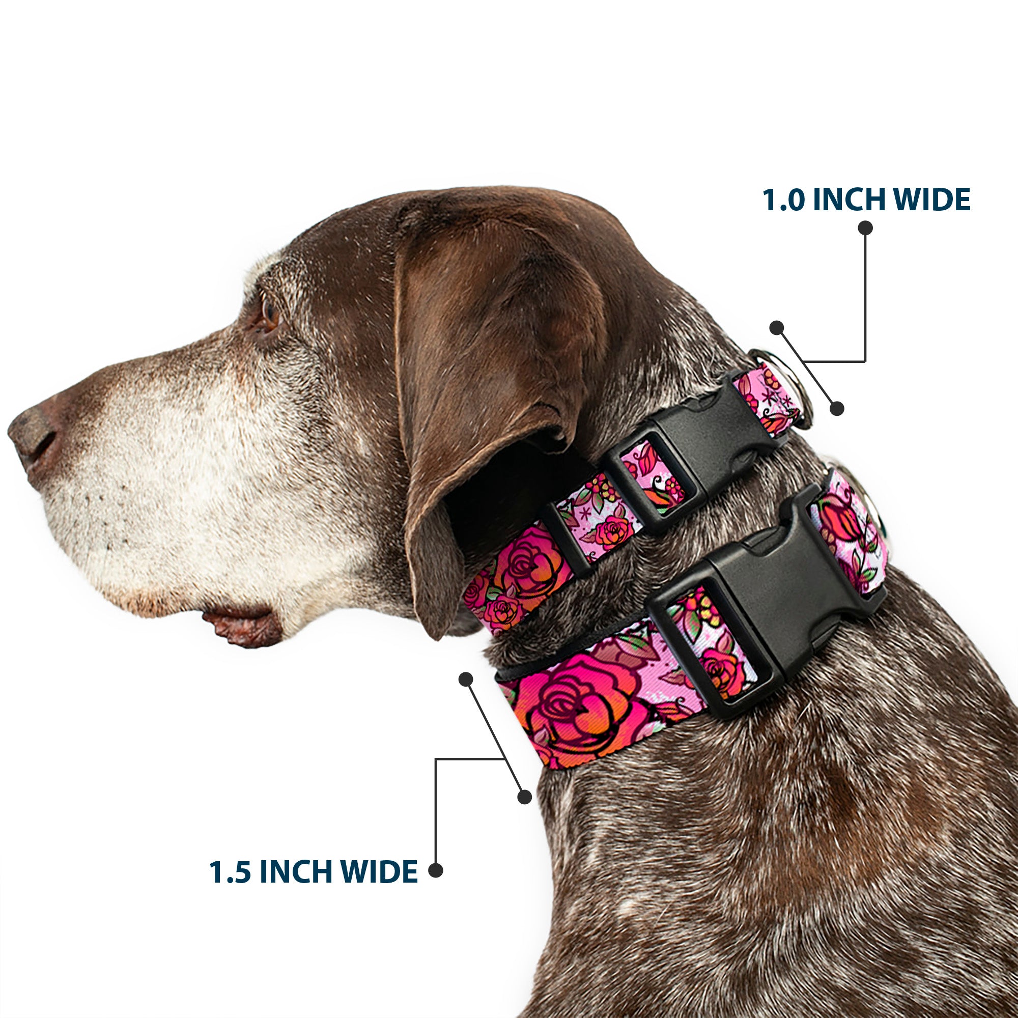 Plastic Clip Collar - Born to Blossom CLOSE-UP White Plastic Clip Collars Buckle-Down