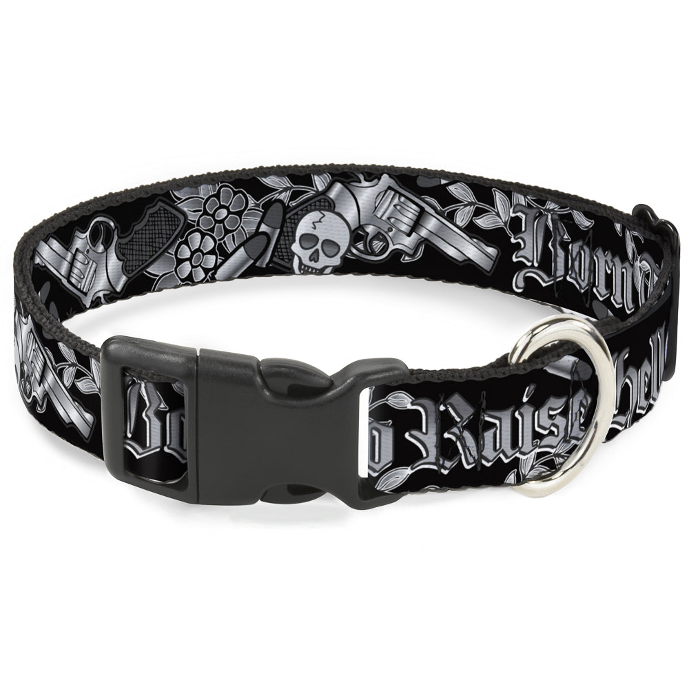 Plastic Clip Collar - Born to Raise Hell Black/White Plastic Clip Collars Buckle-Down