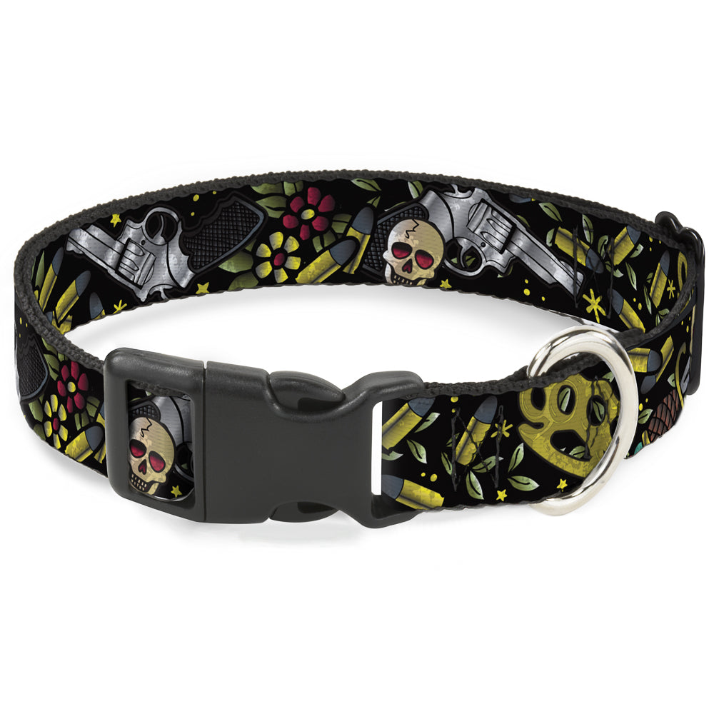 Plastic Clip Collar - Born to Raise Hell CLOSE-UP Black Plastic Clip Collars Buckle-Down
