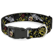 Plastic Clip Collar - Born to Raise Hell CLOSE-UP Black Plastic Clip Collars Buckle-Down