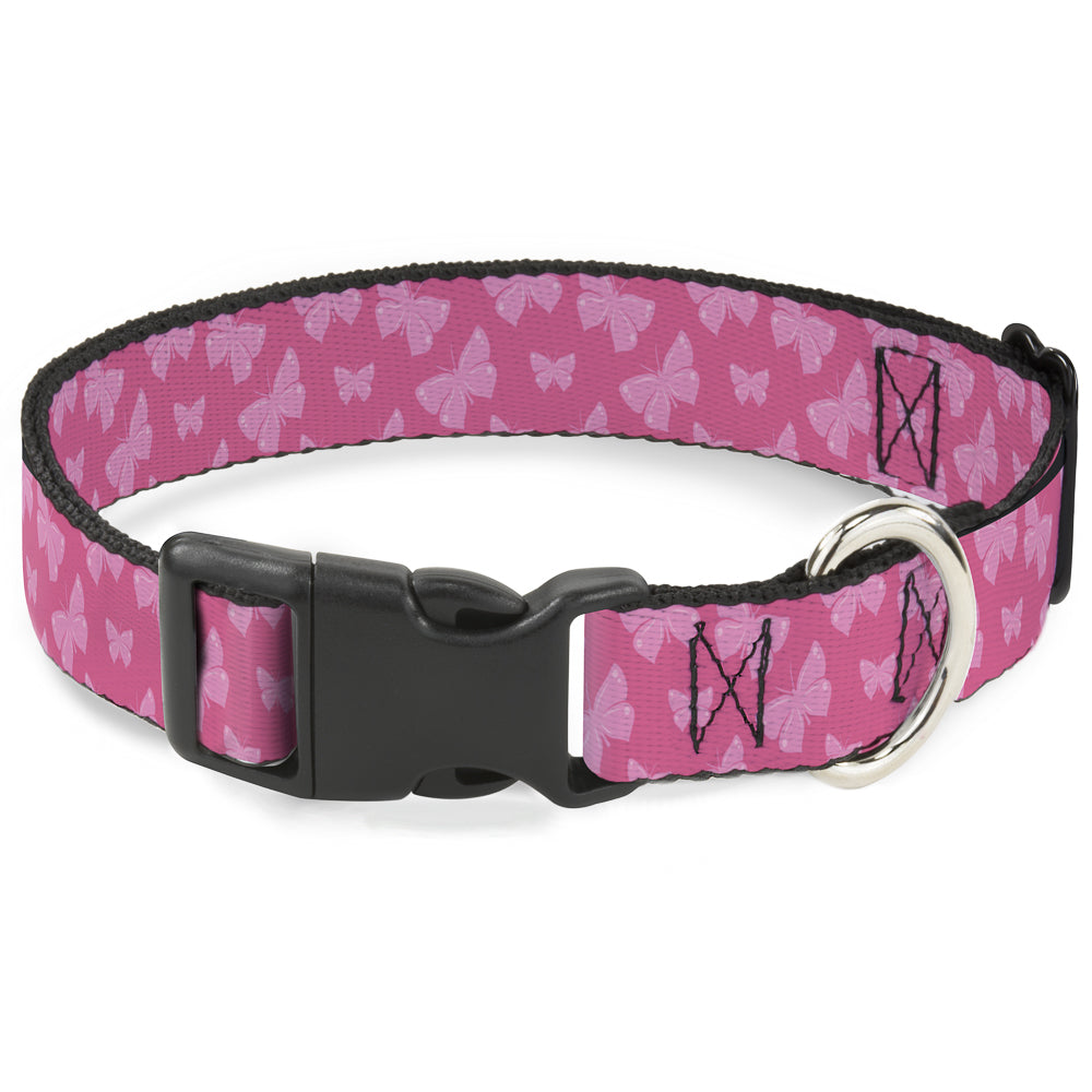 Plastic Clip Collar - Butterflies Pink Plastic Clip Collars Buckle-Down