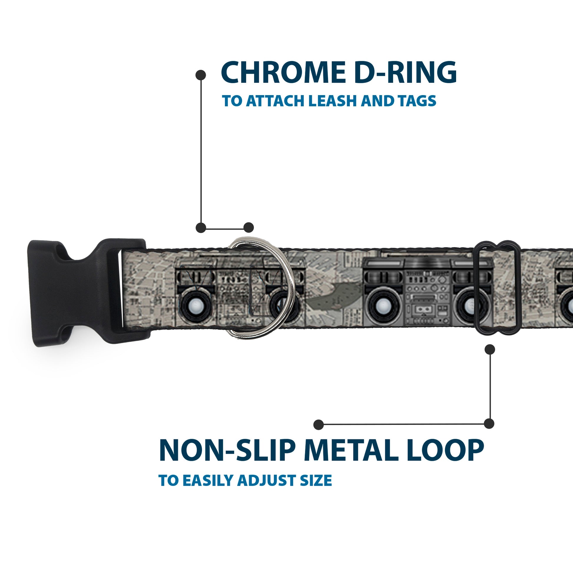 Plastic Clip Collar - Boombox Plastic Clip Collars Buckle-Down