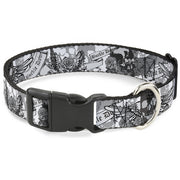 Plastic Clip Collar - BD Skull w/Roses Plastic Clip Collars Buckle-Down