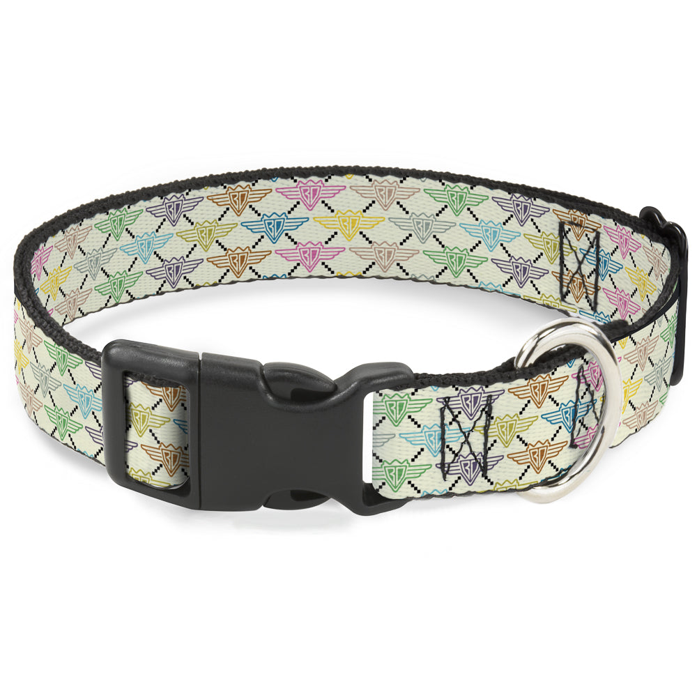 Plastic Clip Collar - BD Monogram Tan/Multi Neon Plastic Clip Collars Buckle-Down