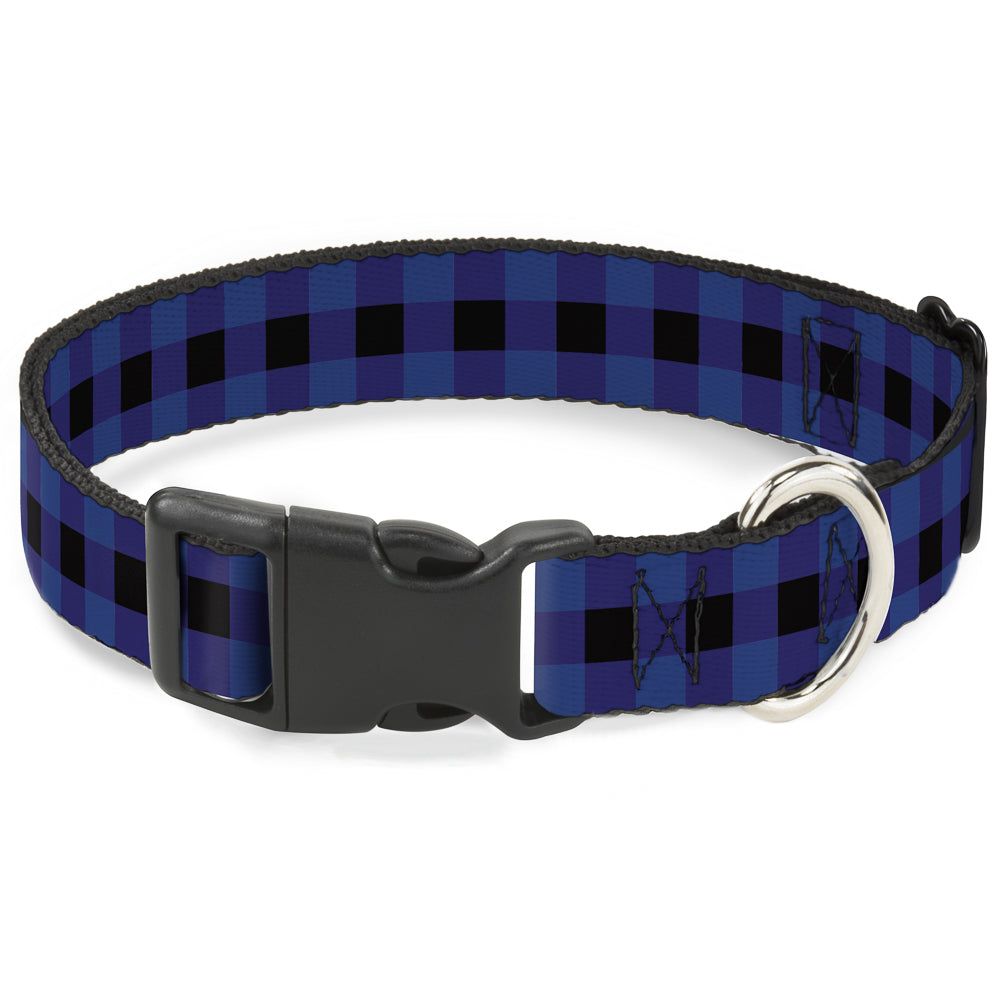 Plastic Clip Collar - Buffalo Plaid Black/Blue Plastic Clip Collars Buckle-Down