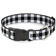 Plastic Clip Collar - Buffalo Plaid Black/White Plastic Clip Collars Buckle-Down