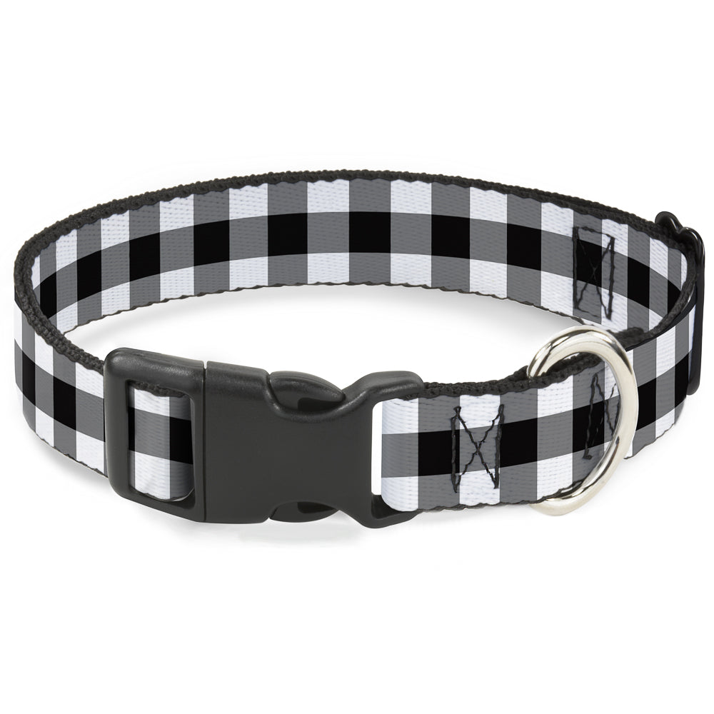 Plastic Clip Collar - Buffalo Plaid Black/White Plastic Clip Collars Buckle-Down