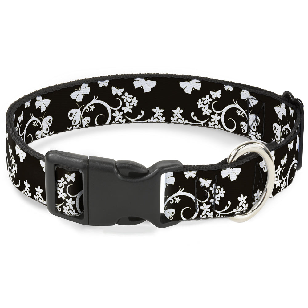 Plastic Clip Collar - Butterfly Garden Black/White Plastic Clip Collars Buckle-Down