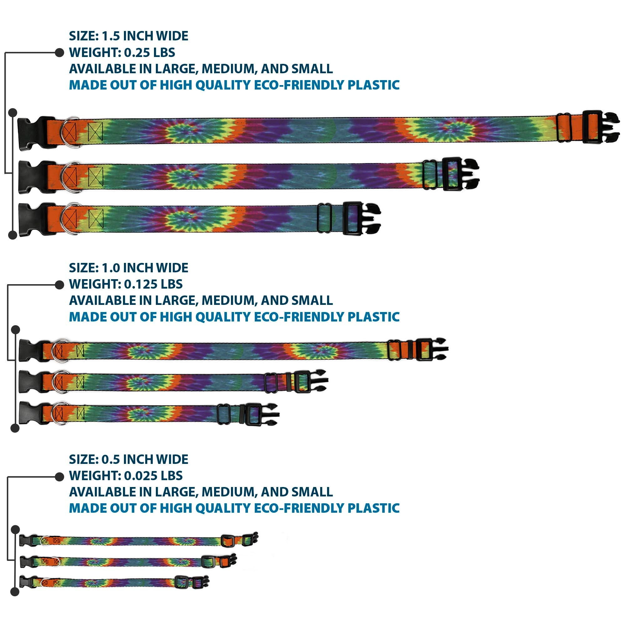 Plastic Clip Collar - BD Tie Dye Plastic Clip Collars Buckle-Down