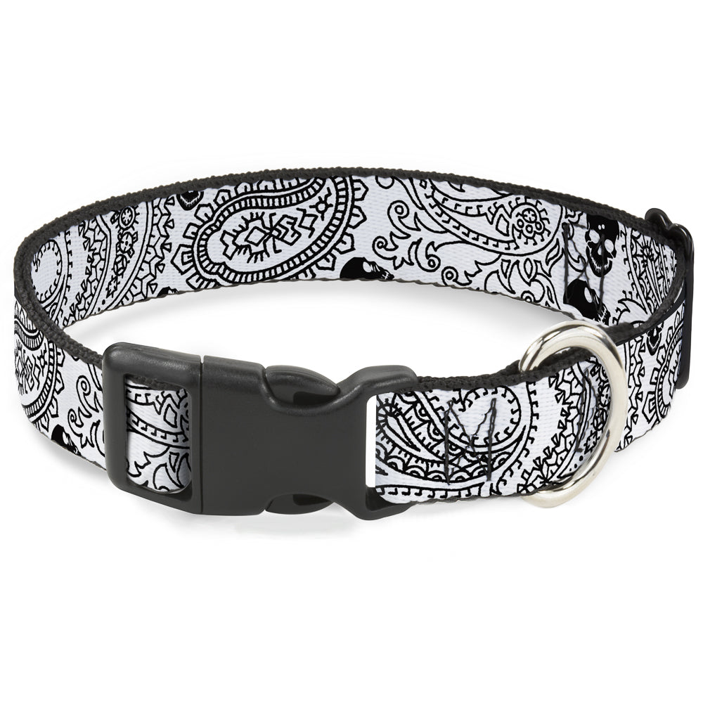 Plastic Clip Collar - Bandana/Skulls White/Black Plastic Clip Collars Buckle-Down