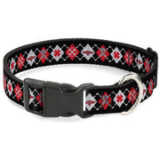 Plastic Clip Collar - BD Argyle Black/Red/Gray Plastic Clip Collars Buckle-Down