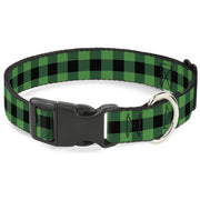 Plastic Clip Collar - Buffalo Plaid Black/Neon Green Plastic Clip Collars Buckle-Down