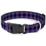 Plastic Clip Collar - Buffalo Plaid Black/Purple Plastic Clip Collars Buckle-Down