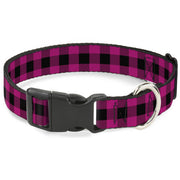 Plastic Clip Collar - Buffalo Plaid Black/Fuchsia Plastic Clip Collars Buckle-Down