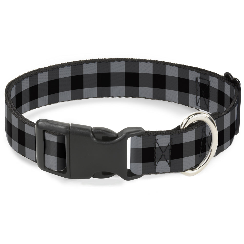 Plastic Clip Collar - Buffalo Plaid Black/Gray Plastic Clip Collars Buckle-Down