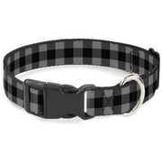 Plastic Clip Collar - Buffalo Plaid Black/Gray Plastic Clip Collars Buckle-Down