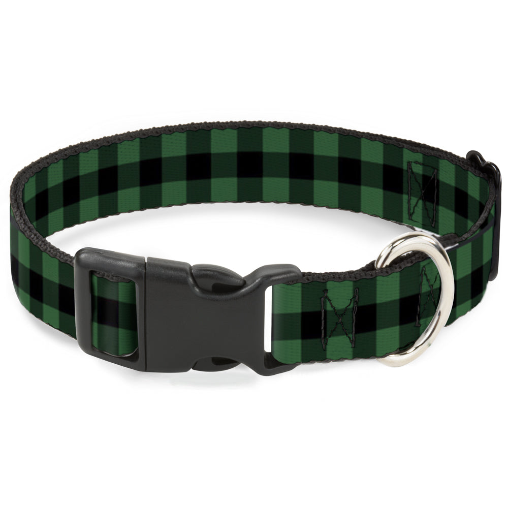 Plastic Clip Collar - Buffalo Plaid Black/Green Plastic Clip Collars Buckle-Down