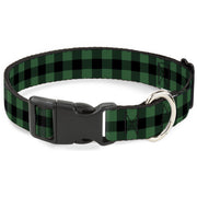 Plastic Clip Collar - Buffalo Plaid Black/Green Plastic Clip Collars Buckle-Down