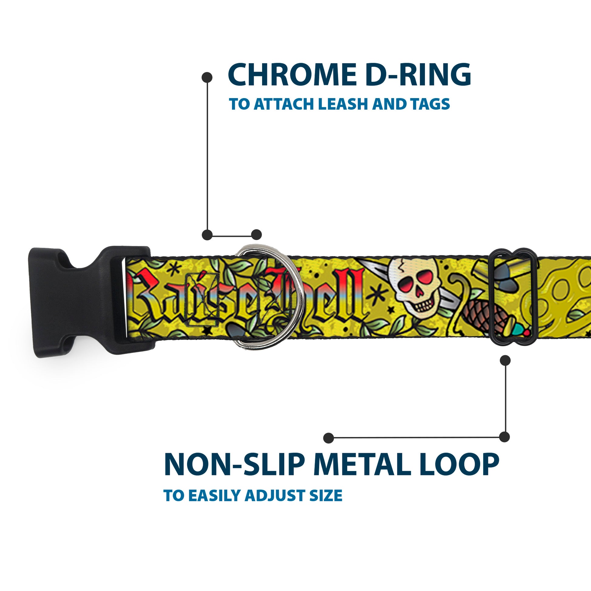 Plastic Clip Collar - Born to Raise Hell Yellow Plastic Clip Collars Buckle-Down