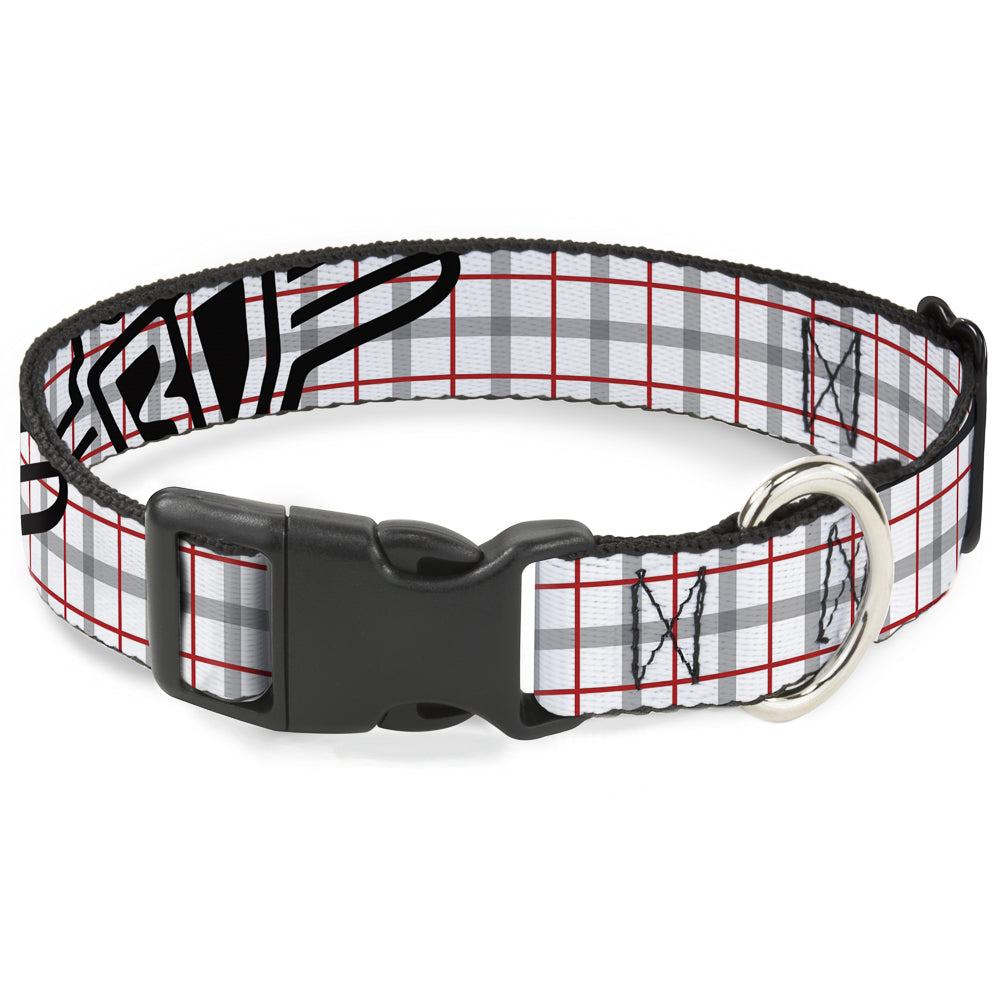 Plastic Clip Collar - BD Plaid White/Gray/Red Plastic Clip Collars Buckle-Down