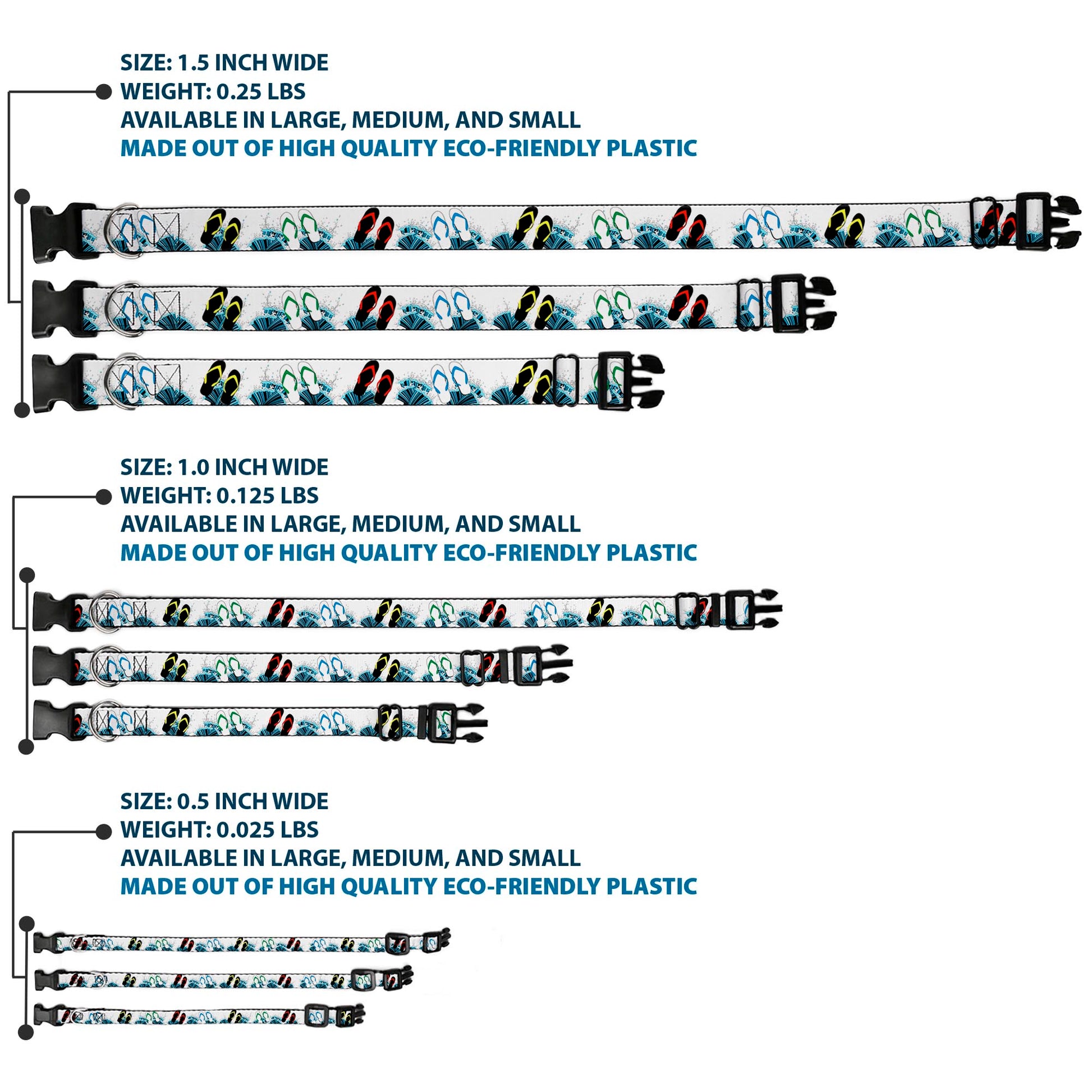 Plastic Clip Collar - Beach Flip Flops Plastic Clip Collars Buckle-Down