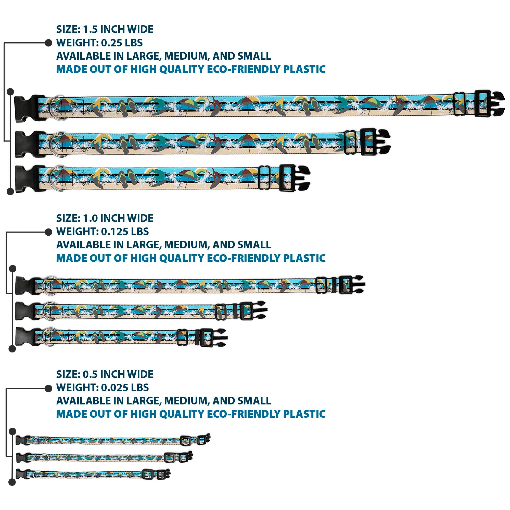Plastic Clip Collar - Beach Scene 1 Plastic Clip Collars Buckle-Down