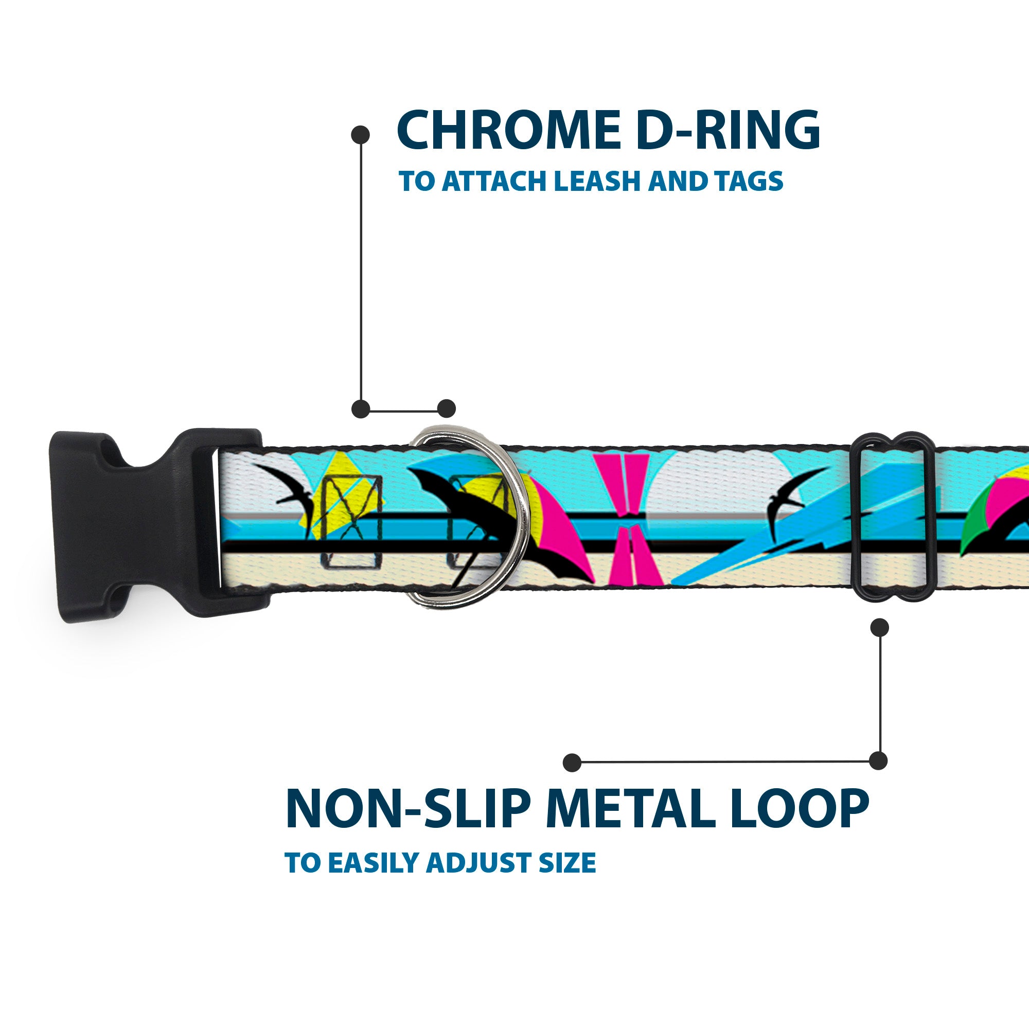 Plastic Clip Collar - Beach Scene 2 Plastic Clip Collars Buckle-Down