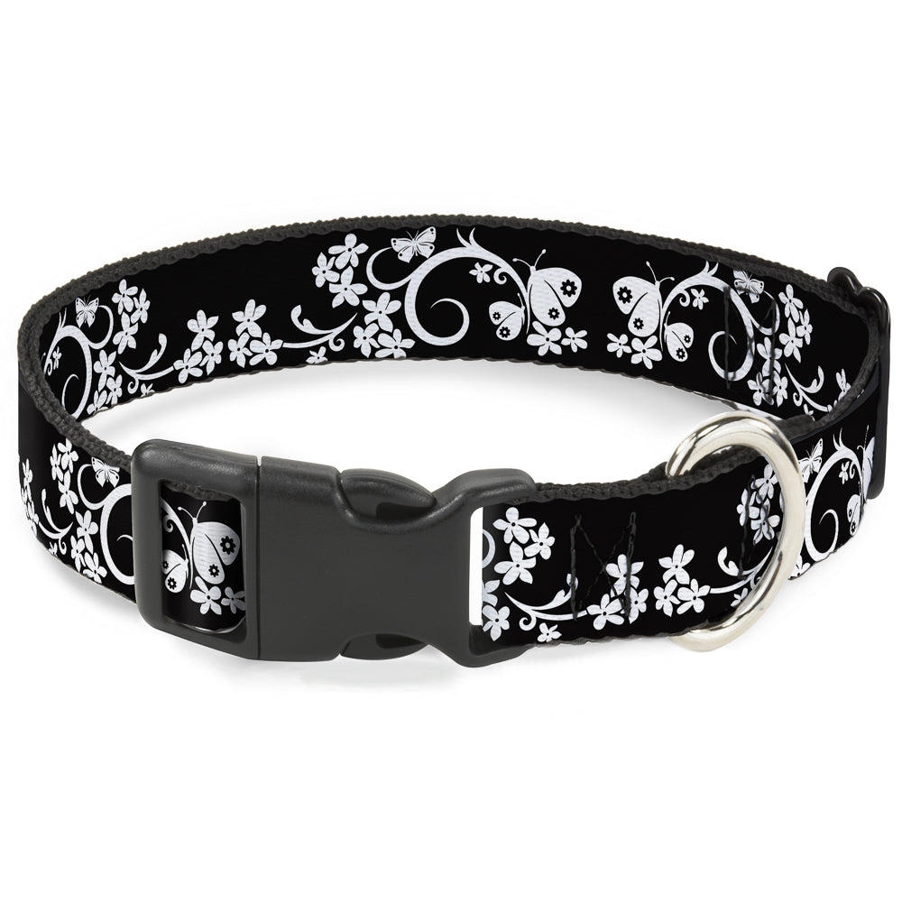 Plastic Clip Collar - Butterfly Garden2 Black/White Plastic Clip Collars Buckle-Down